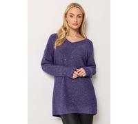 M&Co Women's V-Neck Sequin Tunic Jumper in Purple | Size: 10-12 M&Co Purple 10-12