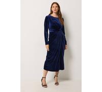 M&Co Women's Velvet Side Twist Dress in Dark Blue | Size: 12 M&Co Dark Blue 12