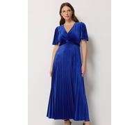 M&Co Women's Velvet Twist Front Pleat Maxi Dress in Cobalt | Size: 14