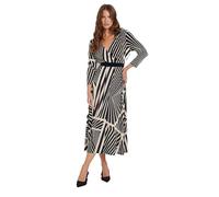 M&Co Womens White Abstract Print Midi Wrap Dress - Women's