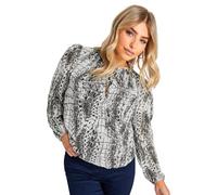 M&Co Womens White Abstract Print Tie Neck Blouse - Women's