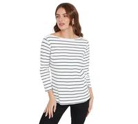 M&Co Womens White & Blue Cotton Striped Top - Women's