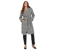 M&Co Womens White Dogtooth Check Belted Wrap Coat - Women's