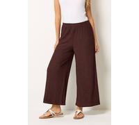 M&Co Women's Wide Leg Cropped Trousers in Chocolate | Size: 20