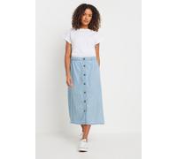 M&Co Women's Woven Button Through Midi Skirt in Light Blue | Size: 16 M&Co Light Blue 16