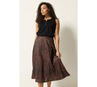 M&Co Women's Zebra Print Midi Skirt in Brown | Size: 10 M&Co Brown 10