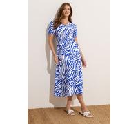M&Co Women's Zebra Twist Midi Dress in Blue | Size: 20 M&Co Blue 20