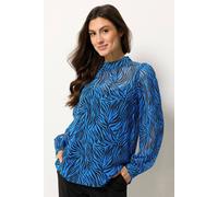 M&Co Blue Zebra Print Blouse - Women's