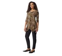 M&Co Women's Printed Hanky Hem Top in Brown | Size: 10