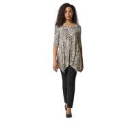 M&Co Zebra Print Hanky Hem Top - Women's Black