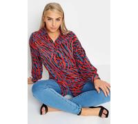 M&co Zebra Print Long Sleeve Shirt In Red Red 20