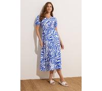 M&Co Womens Zebra Print Short Sleeve Twist Midi Dress - Women's Blue