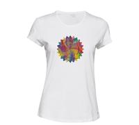 (M) Colourful Buddha Flower Buddhism Buddhist White Ladies Women T Shirt Tee Top