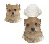 M Cute Pet Breathable lace Cute Pomeranian dog Print T-shirt | Soft Stretchy Vest For Small Medium Cats, Puppy, Chihuahua, Yorkie, Dachshund, French Bulldog Pet Outfit