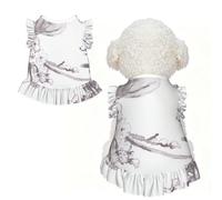 M Cute Pet Breathable lace Floral Graphite Print T-shirt | Soft Stretchy Vest For Small Medium Cats, Puppy, Chihuahua, Yorkie, Dachshund, French Bulldog Pet Outfit