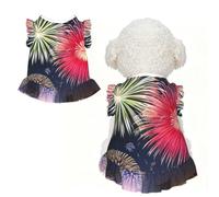 M Cute Pet Breathable lace Splendid fireworks Print T-shirt | Soft Stretchy Vest For Small Medium Cats, Puppy, Chihuahua, Yorkie, Dachshund, French Bulldog Pet Outfit