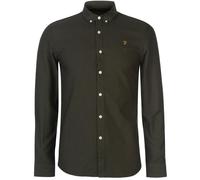 (M, Dark Green) Farah Mens Vintage Oxford Long-Sleeved Button-Down Shirt