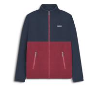 (M, Dark Navy/Burgundy) Lambretta Mens Contrast Panel Full Zip Polar Fleece Warm Winter Jumper Jacket