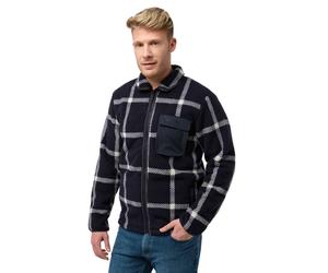 (M, Dark Navy) Jack Wolfskin Mens Felslicht Check Cosy Lined Sherpa Fleece Jacket