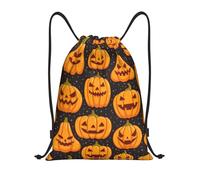 M Drawstring Halloween Pumpkin Patterns Print Bags Backpack Adjustable