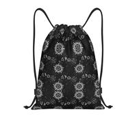 M Drawstring Supernatural Symbols Black Print Bags Backpack Lightweight