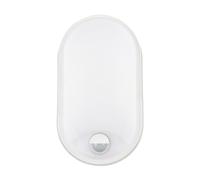 M EGA MEGACUBE 18W LED 4000K IP65 Flush Wall Mounted PIR Sensor Oval Bulkhead Light Fixture for Outdoor, Garden, Shed, Porch, Garage, Workshop, Patio, Hallway, Corridor, Workshop etc - White