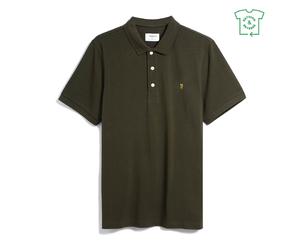 (M, Evergreen) Farah Mens Cotton Short-Sleeved Polo Shirt