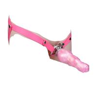M Face Flat Chastity Cage with Added Big Knot Fantasy Dildo Detachable Urethral Negative Cock Lock BDSM Penis Rings(3267-40-PU5P-P005P)