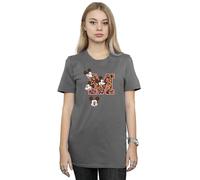 M Faces Cotton Boyfriend T-Shirt Mickey Mouse Charcoal XXL