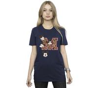 M Faces Cotton Boyfriend T-Shirt Mickey Mouse Navy XL