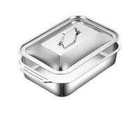 (M-Flat Buttom) with Lid Grilled Fish Pan Large Capacity Oven BBQ Plate Deepen Roaster Pan Fried Beef Seafood