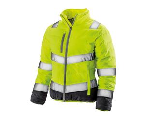 (M, Fluorescent Yellow/Grey) Result Safeguard Womens/Ladies Soft Padded Safety Jacket