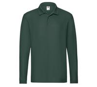 Fruit of the Loom Men's Premium Pique Long-Sleeved Polo Shirt in Green | Size: Medium Fruit Of The Loom Green M