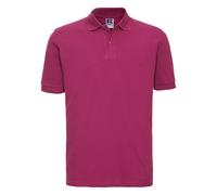 (M, Fuchsia) Russell Mens Classic Cotton Pique Polo Shirt
