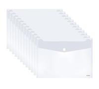 M&G 12 Pack Plastic Envelopes File Folders, Clear Folders for Documents A4 Letter Size Poly Envelopes with Snap Button Closure, Use for School Home Office Suppiles Organizer