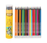 M&G 18 Colors Colored Pencils Set, 18pcs Erasable Drawing Color Pencil No Wood Art Supplies for Beginner Adult Coloring Book with Yellow Pencil Holder