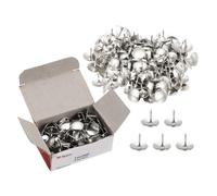 M&G 200 pcs Thumb Tacks, Push Pins Thumbtacks Strong Pushpins Rust proof Metal Steel Flat Head for Wall Cork Board Bulletin Board Wood Decorative, 2 Pack Paper Box, Silver Tone
