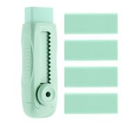 M&G 4+1 Pack Rubber Erasers Sliding Retractable Eraser, Soft Cute Erasers Push Pull Large Pencil Eraser with Plastic Sleeve 4 Refill Eraser for Students Kids, School Office Home Supplies (Green)