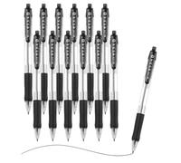 M&G Ballpoint Pen 0.5mm, 12pcs Retractable Fine Point Black Ink Click Ball Point Pen Writing Supplies for Journaling Home Office Classroom, Clear