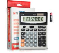 M&G Desk Calculator 12 Digit Extra Large LCD Display Calculators with Check & Correct, Dual Solar Power and Battery, Multi-Functional Financial Office Business Calculator with Big Buttons