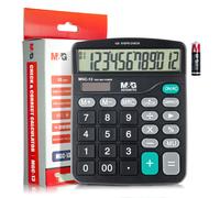 M&G Desk Calculator 12 Digit Office Calculators with Check & Correct, Dual Solar Power and Battery, Large LCD Display Business Calculator with Big Buttons Black