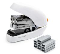 M&G Desktop Stapler with Staples, Small White Effortless Stapler Set, 20 Sheet Capacity, One Finger, 1000 Standard Staples, Office staplers for Desk, Easy to Load