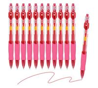 M&G Gel Pen Medium Point 0.5mm, 12 Pack Quick Dry Smooth Retractable Red Gel Ink Rollerball Pen for Home Office Writing Note Taking Journaling Business, Style 2