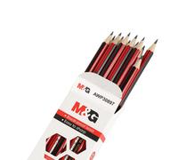M&G HB Pencils, 12 Pack Pre-Sharpened Wooden Graphite Pencils, Hexagonal School Pencils for Writing, Drawing, and Office Use, Red and Black Striped