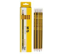 M&G HB Pencils, 12 Pack Pre-Sharpened Wooden Graphite Pencils with Erasers, Hexagonal School Pencils for Writing, Drawing, and Office Use, Yellow and Black Striped