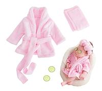 M&G House Newborn Photography Props Bathrobe Outfits Girl Baby Robe Bath Towel Costume Sets 0-6 Months(Pink)