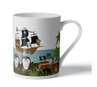 M & G Mustard & Gray Children's China Tea Mug - 250ml Kids' Tea Cup - Fine Bone China - Microwave & Dishwasher Safe - Toddler & Child-Friendly Mug for Hot Chocolate, Milk & Tea (Pirates)