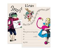 M & G Mustard & Gray Childrens Party Invitations (x24 Invites Only, Alice in Wonderland)