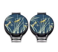 M & G Mustard & Gray Countryside Hob Covers - Set of 2 | 37cm Round | Compatible with AGA, Heritage & Stanley Cookers | Heat-Resistant Pads | Chefs kitechen Accessories (Dragonfly)