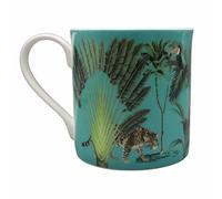 M & G Mustard & Gray Darwin's Menagerie Hand-Printed Large Bone China Mug in Green